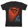 thumbnail image 4 of Superman Orange Logo Grid Lines Boy's Black T-shirt-Medium, 4 of 5