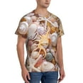 thumbnail image 4 of Yiaed Colorful Seashells Print Mens Short Sleeve Tight Fit T-Shirt, Crewneck Casual Tee-Large, 4 of 5