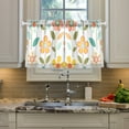 thumbnail image 2 of Yayeee Kitchen Curtains Tier Pair Light Filtering 27"x36" Rod Pocket Short Cafe Window Panel, Orange Retro Flower, 2 of 7