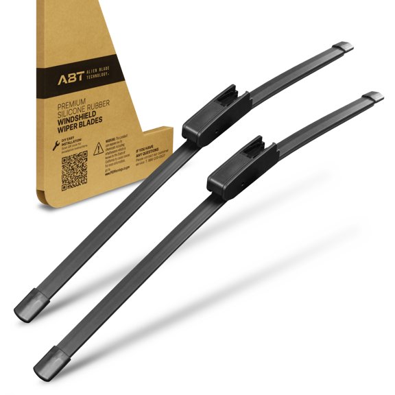 ABT 24 & 17 inch (Pack of 2) Premium Silicone Japanese Fukoku Rubber Windshield Frameless Wiper Blades All-weather Performance Whisper Quiet OEM Quality J/U Hook - FD2417
