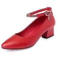 thumbnail image 1 of Chaussures de Mariée à Talon Bloc Légères pour Femmes, Talon Épais de Travail, Mode, Bride à la Cheville, 1 of 5