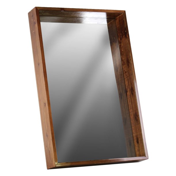 Urban Trends Wood Rectangular Wall Mirror with Protruding Frame