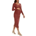 thumbnail image 4 of Diufon Women's Maternity Long Dress Long Sleeve V Neck Knitted Dress Pregnant Fall Winter Basic Slit Dress, 4 of 6