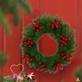 thumbnail image 6 of Norfolk Pine Christmas Wreaths for Front Door Artificial Greenery Wreath with Red Berries for Outdoor Indoor Xmas Holiday Decor 44cm (A), 6 of 6