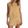 thumbnail image 2 of adaychics Skort Sets Women 2 Piece Outfits Crewneck Split Sleeveless Crop Tee Shirts and Athletic Skorts for Travel, 2 of 8