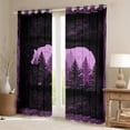 thumbnail image 2 of Homewish Bear Animal Black Out Curtains, Rustic Countryside Curtains Pack of 2 (42x63 Each), Purple Wooden Plank Cabin Bedroom Curtains, Blackout Curtains Decor, 2 of 6