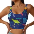 thumbnail image 3 of Goofa Dinosaurs Printed Sports Bras for Women, High Impact Running Bra Workout Crop Tank Tops Longline Sports Bra Push up-Medium, 3 of 9