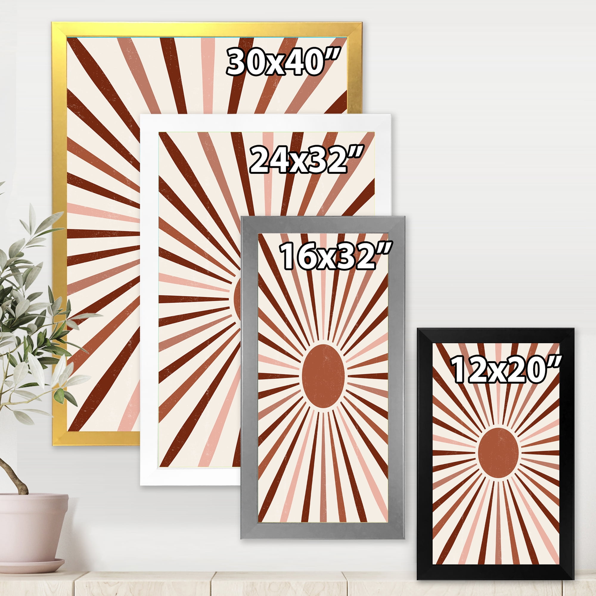 Designart 'Radiant Geometric Sun' Modern Framed Art Print