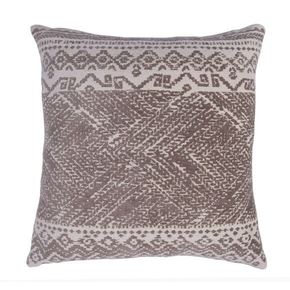 Caricia Home Fashions Plush Moroccan Tribal Geometric Square Throw Pillow, 17" x 17", Brown / Ivory