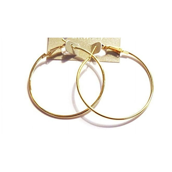 Thin Gold Hoop Earrings Classic 2 inch Hoop Earrings