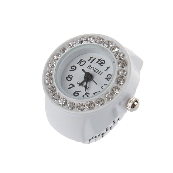Finger Ring Watch Chic White Rhinestone For Ladies