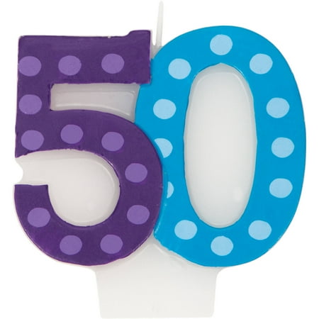 50th Birthday Candles - Bright And Bold 50th Birthday Candle
