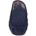 thumbnail image 2 of Mens Easy Slip On Suede Fabric Lined Winter Moccasin Slippers with Hard Sole - Navy - US 9, 2 of 7