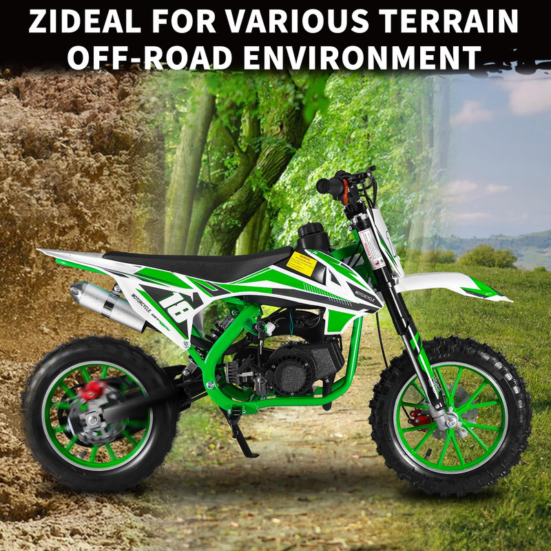 Floseru 49cc 2-Stroke Pro-Level Kids Dirt Bike | 220LBS Heavy Duty Gas Motorcycle w/Hydraulic Disc Brakes & Suspension | 25MPH Off-Road Beast | CPC Motocross Bike with 3X Durable Alloy Frame