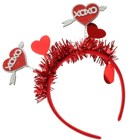 HONITANO Red Valentines Day Headband Glitter Heart Shape Quality 1Set