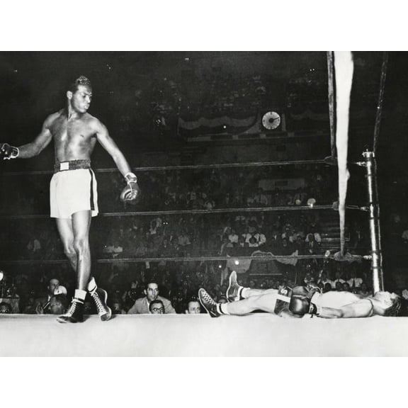 Art.com Sugar Ray Robinson, Knocked Out Filipino Flashy Sebastian in the First Round Premium Photographic Print, 16" x 12"