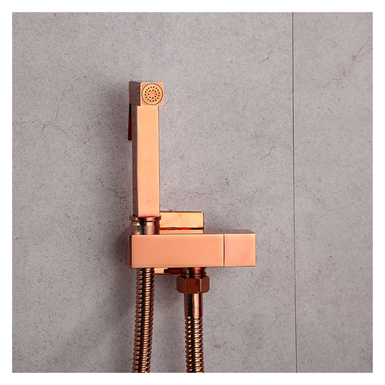 Hand Held Bidet Sprayer Douche Toilet Kit Bidet Faucet Rose Gold Square Shattaf Shower Head Copper Valve Set Jet Bidet Faucet