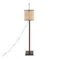 thumbnail image 6 of Lumisource Arturo Contemporary Floor Lamp in Walnut Wood and Satin Nickel with Rattan Shade, 6 of 7