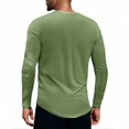 thumbnail image 4 of Mens Long Sleeve Henley Shirt Soft Polyester Moisture Wicking UPF 80+ Casual Basic Tee Light Green L, 4 of 5