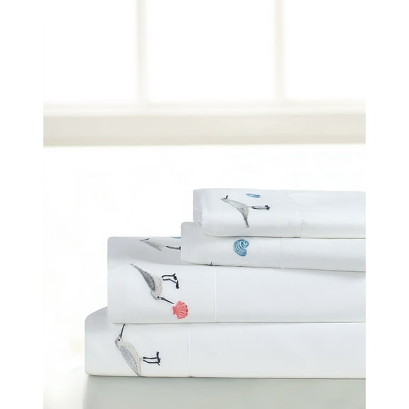 Pipers Embroidered 4-piece Sheet Set Queen
