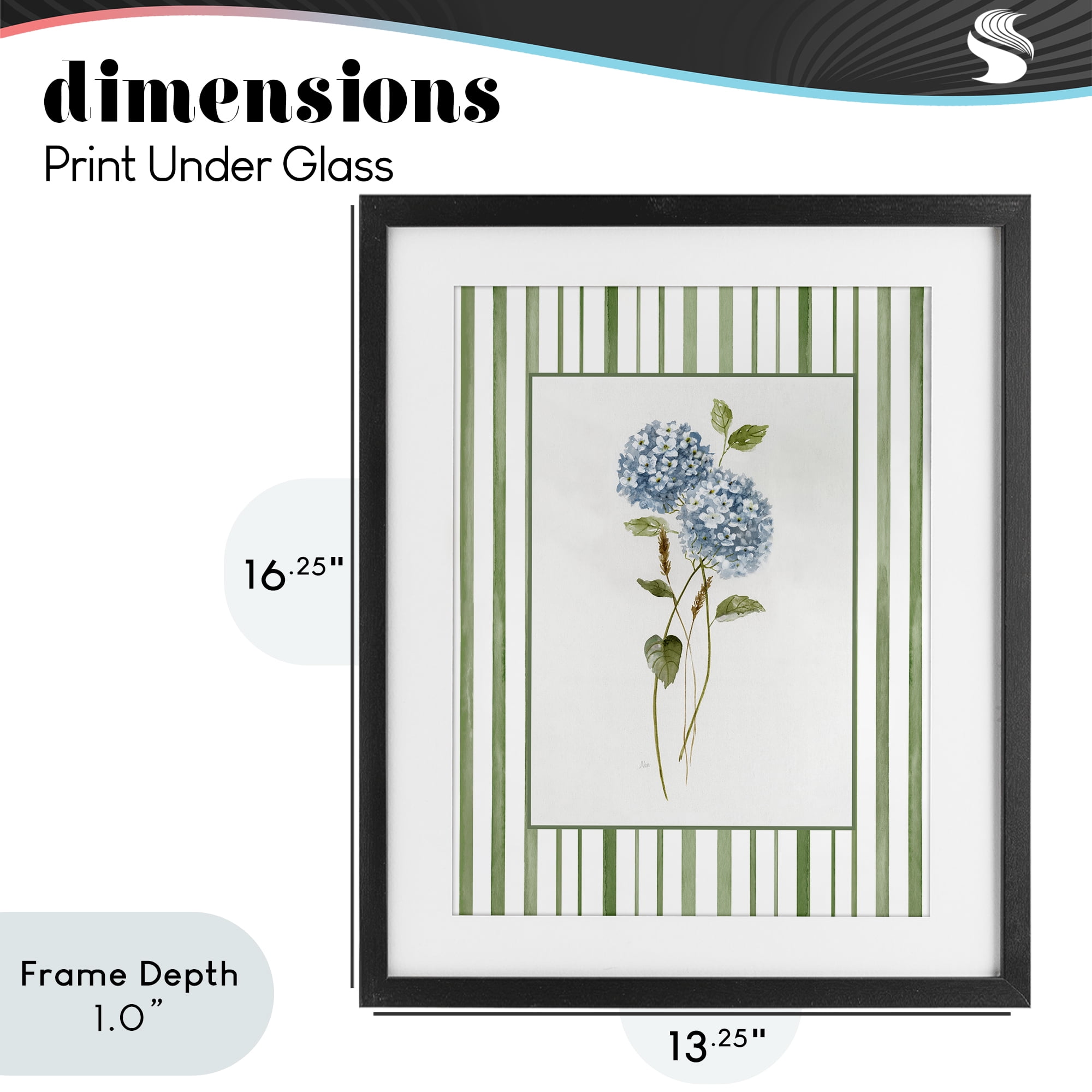 Stupell Industries Delicate Hydrangea & Dried Wheat Black Framed Print Under Glass, design by Nan