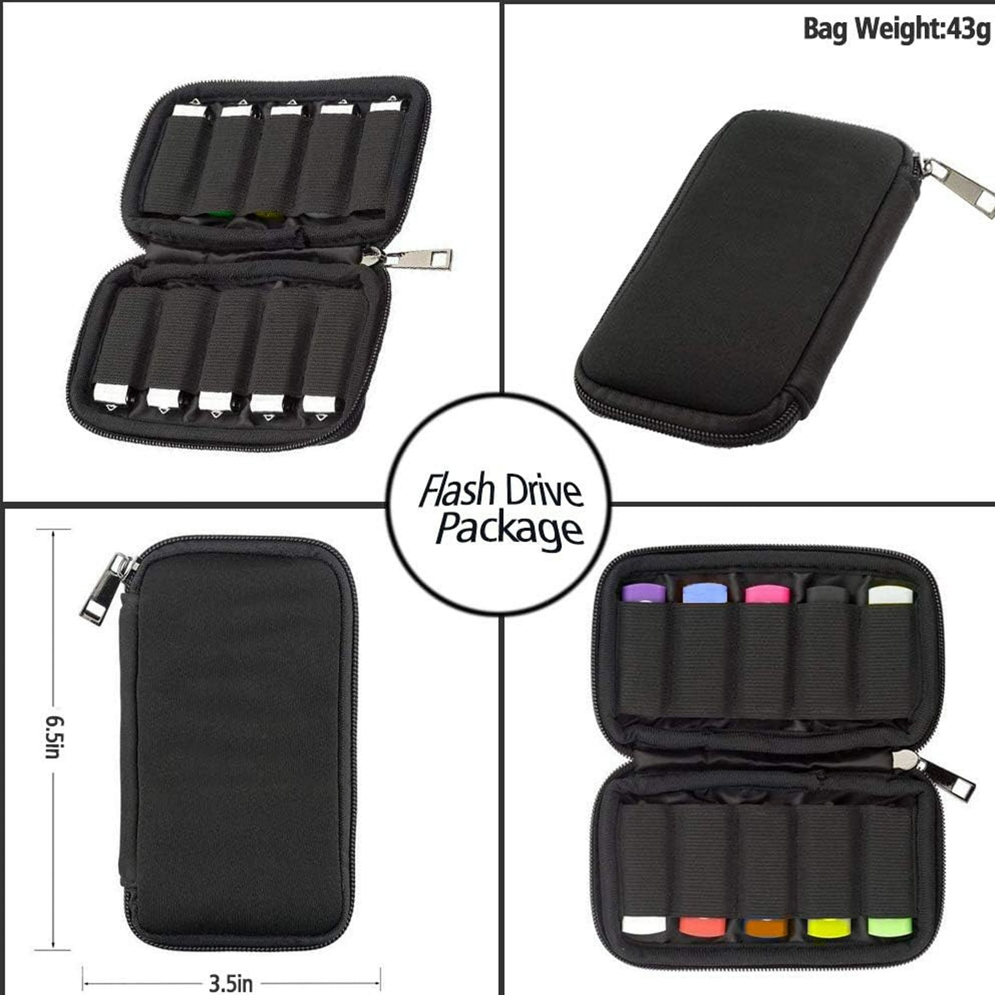 10 Pack Mixed Color 128GB USB2.0 Flash Drive with Black Storage Case