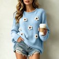thumbnail image 2 of Enjoytime Long Sleeve Tops for Women Floral Knitted Crew Neck Pullover Sweater Fall Casual Plus Size Womens Clothing, 2 of 5