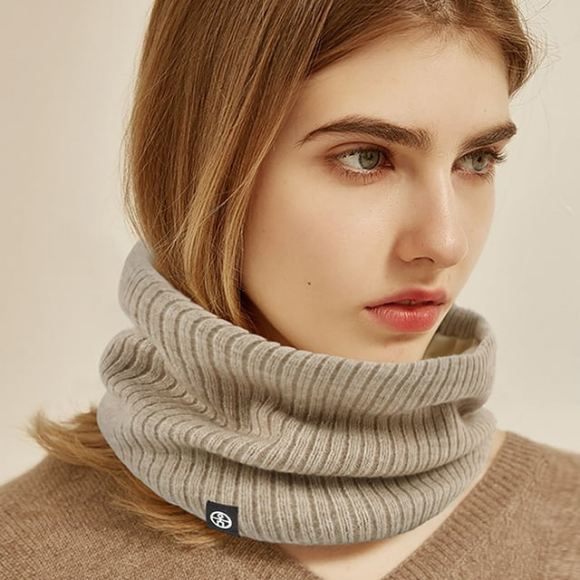 Cameland Winter Knitted Neck Hoodie Solid Color Versatile Outdoor Warm High Neck Knitted Cold Double Layer Velvet Neck Protection