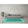 thumbnail image 3 of Ahgly Company Machine Washable Indoor Rectangle Oriental Turquoise Blue Traditional Area Rugs, 7' x 9', 3 of 4