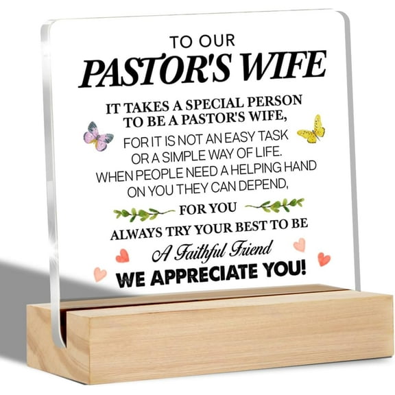 Pastor's Wife Appreciation Gifts to Our Pastor's Wife Quote Clear Desk Decorative Sign Christian Appreciation Gift for Pastor's Wife Acrylic Sign with Stand Table Plaque Sign Keepsake