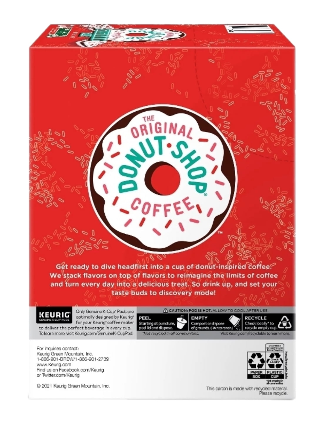 The Original Donut Shop Peppermint Bark Light Roast Coffee K Cup Pods, 48 K Cups Total