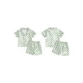 thumbnail image 2 of Toddler Boys Girls Summer 2PCS Pajama Sets Lapel Checkerboard Print Short Sleeve Lapel Shirt Top Elastic Shorts Kids Sleepwear Summer Outfits, 2 of 9