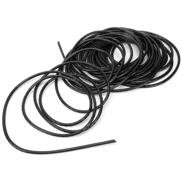 Flexible Spiral Cable Sleeve - Black PVC Wire Organizer for Efficient Wiring in Computer Rooms, Workshops, and Offices, 16mm Diameter x 4m Length, Durable and Easy to Clean Surface.