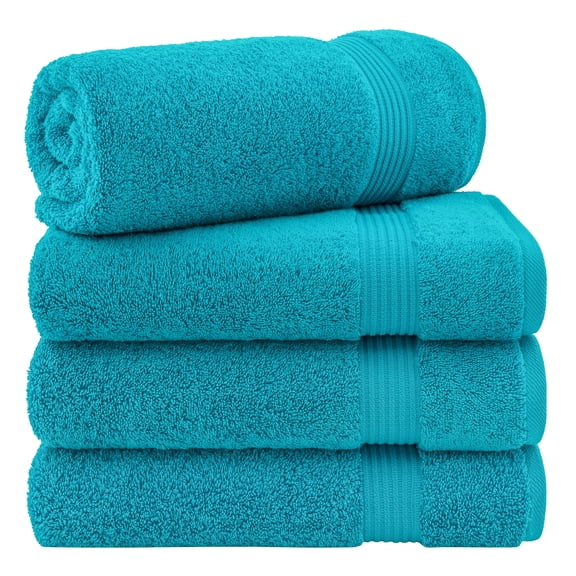 Cotton Paradise 100% Cotton 4 Piece Turkish Bath Towel Set, Soft Plush Towels Clearance Bathroom Set, Aqua