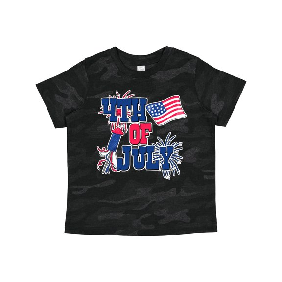 Inktastic 4th of July with Fireworks American Flag and Rocket Boys or Girls Toddler T-Shirt
