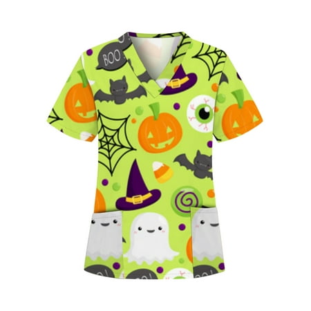 

Summer Short Sleeve Tops for Womens Casual Work Scrub Top Loose V Neck Tunic Blouse Shirts