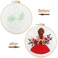 thumbnail image 5 of Hand Beginner Embroidery kit for Adults Easy Stamped Cross Stitch Starter kit with Pattern Girl Hair Friendship, DIY Embroidery Thread Hoop Floss Sampler kit' for Kids needlepoin Kit for Women, Red1, 5 of 5