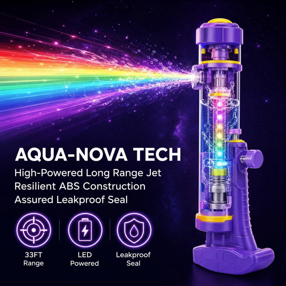 Glowing Rainbow LED Water Blaster | Summer Fun that Pops Like Magic!Creativity Squirt Water Blaster Guns,Firework Spray Water Soaker Toys for Pool Party Outdoor Summer Water Games