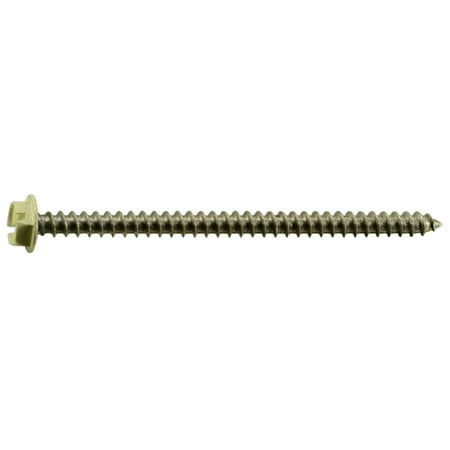 

#10 x 3 Beige Painted 18-8 Stainless Steel Hex Washer Head Sheet Metal Screws