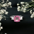 thumbnail image 3 of Rosec Jewels Lab Grown Pink Sapphire Solitaire Ring with Moissanite - 10 mm - AAAA Grade, 14K White Gold, US 9.00, 3 of 7