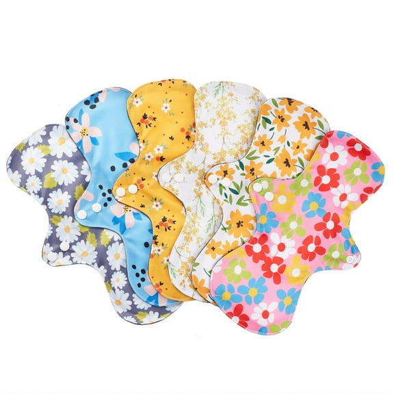 6 Pack (L,11.8 inch)-Premium Bamboo Fleece Reusable Menstrual Pads - Washable Cloth Pads for Heavy Flow- Highly Absorbent Cloth Panty Liner Pads for Teens & Women,Incontinence Pads
