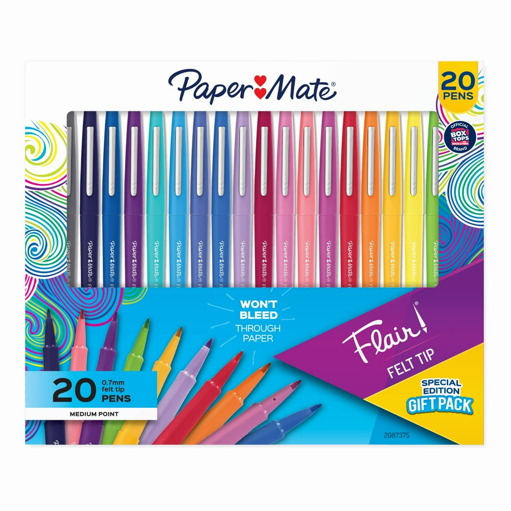 Paper Mate Flair Felt Tip Pens, Medium Point, 0.7 mm, Assorted Colors