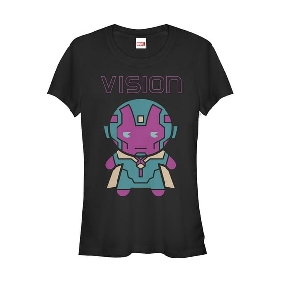 Junior's Marvel Cartoon Kawaii Vision Graphic Tee Black Small