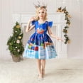 thumbnail image 2 of FYDUU Girls Tulle Dress Toddler Girls Christmas Pageant Dress Xmas Print Short Sleeve Princess Dresses Kids Birthday Party Gown Dress 7-8 Years, 2 of 9
