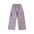 thumbnail image 4 of ZHOGXU Big Girls Cargo Pants With Pocket Casual Elastic Waist Solid Color Wide Leg Straight Fit Comfortable Lightweight Trousers For Daily Wear Purple 8-10 Years, 4 of 9