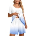 thumbnail image 2 of Summer Plus Size Two Piece Sets for Women Fashion Casual Round-Neck Short Sleeve Two-Piece Comfortable Home Pajamas Sports Set, 2 of 6