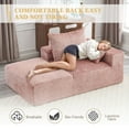 thumbnail image 5 of 2 Seater Modular Sofa Couch, Soft Chenille Cloud Chaise Lounge Sofa with Pillows, Comfy Lounge Chair Indoor, Oversized Reclining Sofa, Fluffy Couch, Pink, 5 of 7
