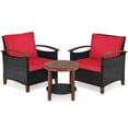 thumbnail image 1 of Giantex 3 Pieces Patio Furniture Set, Outdoor Rattan Sofa and Side Table w/Solid Acacia Wood Frame, High Load Bearing Conversation Bistro Set w/Washable and Removable Cushions, 1 of 10