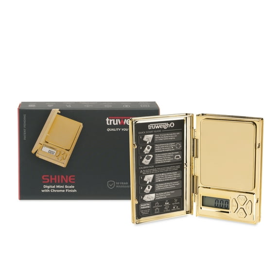 Truweigh Shine Digital Mini Scale (100g x 0.01g Chrome Gold Scale) - Digital Kitchen Scale - Digital Gram Scale