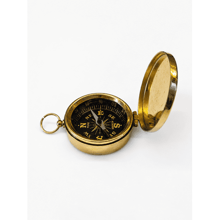 Vintage Style Solid Brass Pocket Compass with Hanging Ring, Round Navigation Nautical Compass